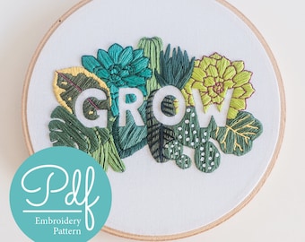 GROW - Motif de broderie - Téléchargement numérique PDF - Brynn&Co et Katrina Sophia Art