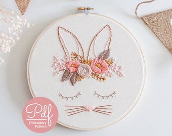 Posy Rabbit - Motif de broderie - Do It Yourself - Téléchargement numérique PDF