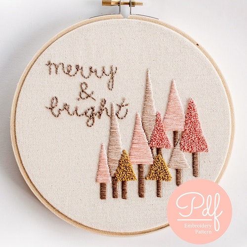 Merry & Bright Embroidery Kit Do It Yourself Embroidery Kit Etsy