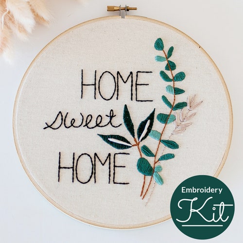 Home Sweet Home Embroidery Kit Do It Yourself Embroidery Kit Etsy
