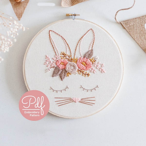 Posy Rabbit - Motif de broderie - Do It Yourself - Téléchargement numérique PDF