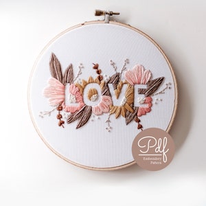 LOVE - Embroidery pattern - Soft Palette - PDF Digital Download