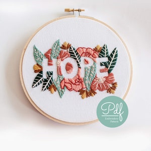 HOPE - Embroidery pattern - Do It Yourself - PDF Digital Download