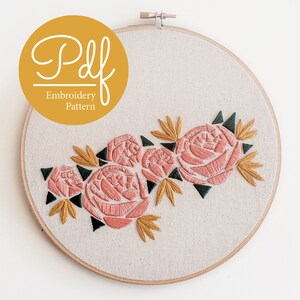 Geometric Florals - Embroidery pattern - PDF Digital Download