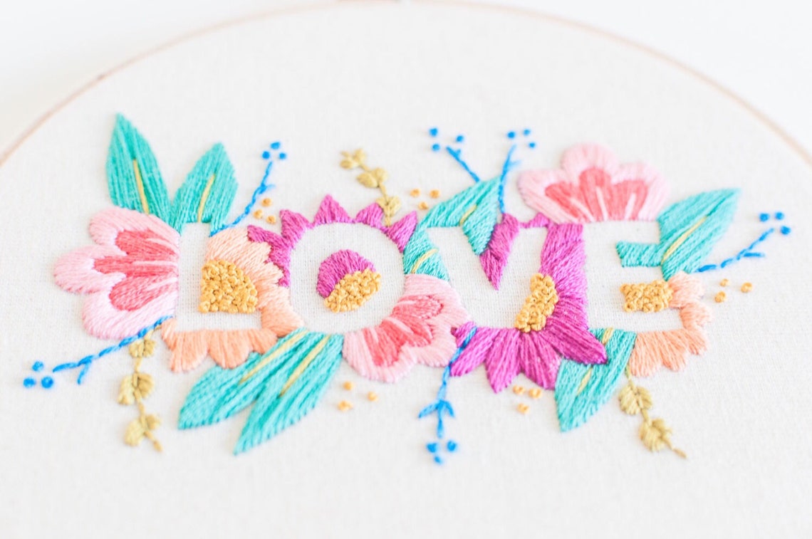 LOVE Embroidery Kit Do It Yourself Embroidery Kit With Etsy