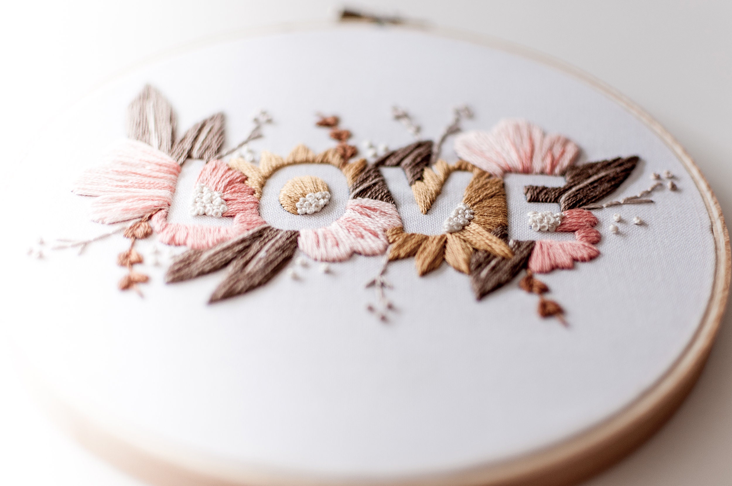 LOVE Embroidery Kit Soft Palette Do It Yourself Embroidery Etsy