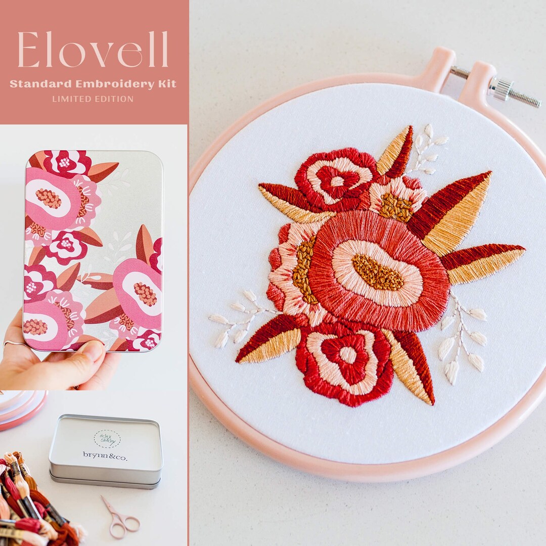Elovell Floral Bloom Embroidery Kit Do It Yourself Etsy