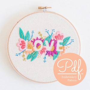 LOVE Embroidery pattern PDF Digital Download image 1