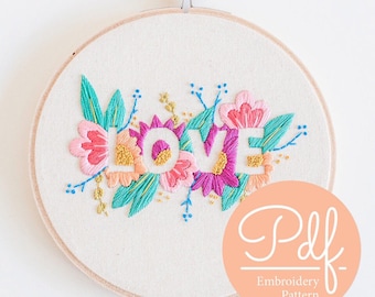 LOVE - Embroidery pattern - PDF Digital Download