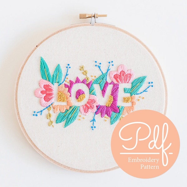 LOVE - Embroidery pattern - PDF Digital Download