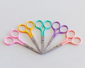Round Needlecraft Scissors - Cross Stitch, Embroidery & other needlework scissors, Stainless Steel multi-colour-plating Blade