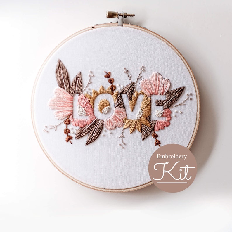 LOVE Embroidery Kit  Soft Palette  Do it Yourself Embroidery image 0