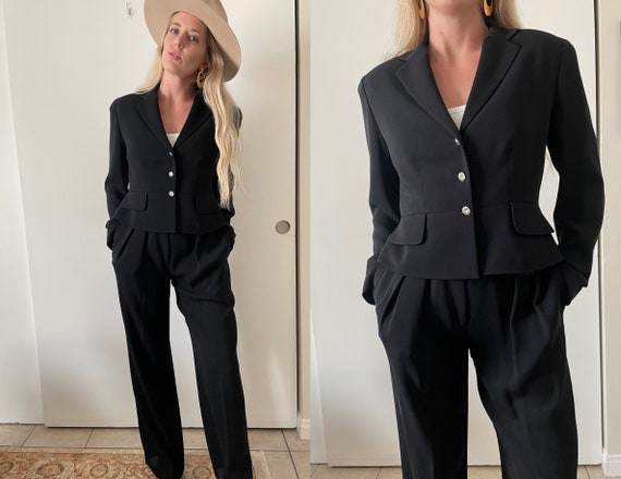 Vintage 80s Emanuel Ungaro Size 4/38 Black Chiffon