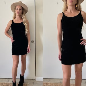 Vintage 90er Jahre Samt Mini Kleid