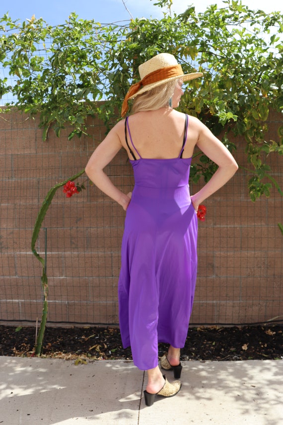 70s Purple and Cream Lace Purple Maxi Dress - image 6