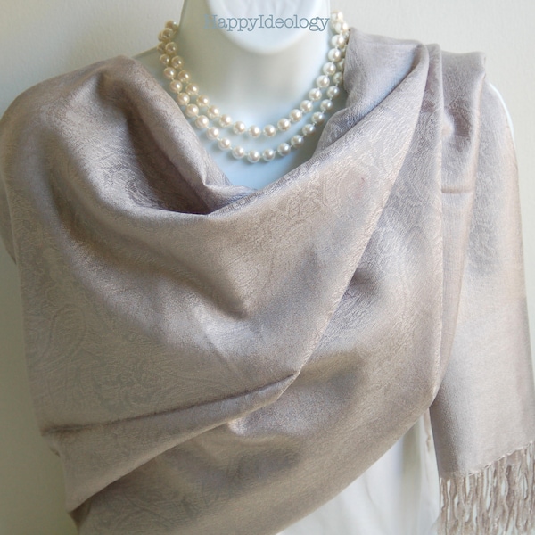 Gray Pashmina Scarf.Light Silver Gray Pashmina/Shawl. Summer Scarves.Wedding Elegant Silky Pashmina Scarf.Silver Grey Evening Wrap/Shawl