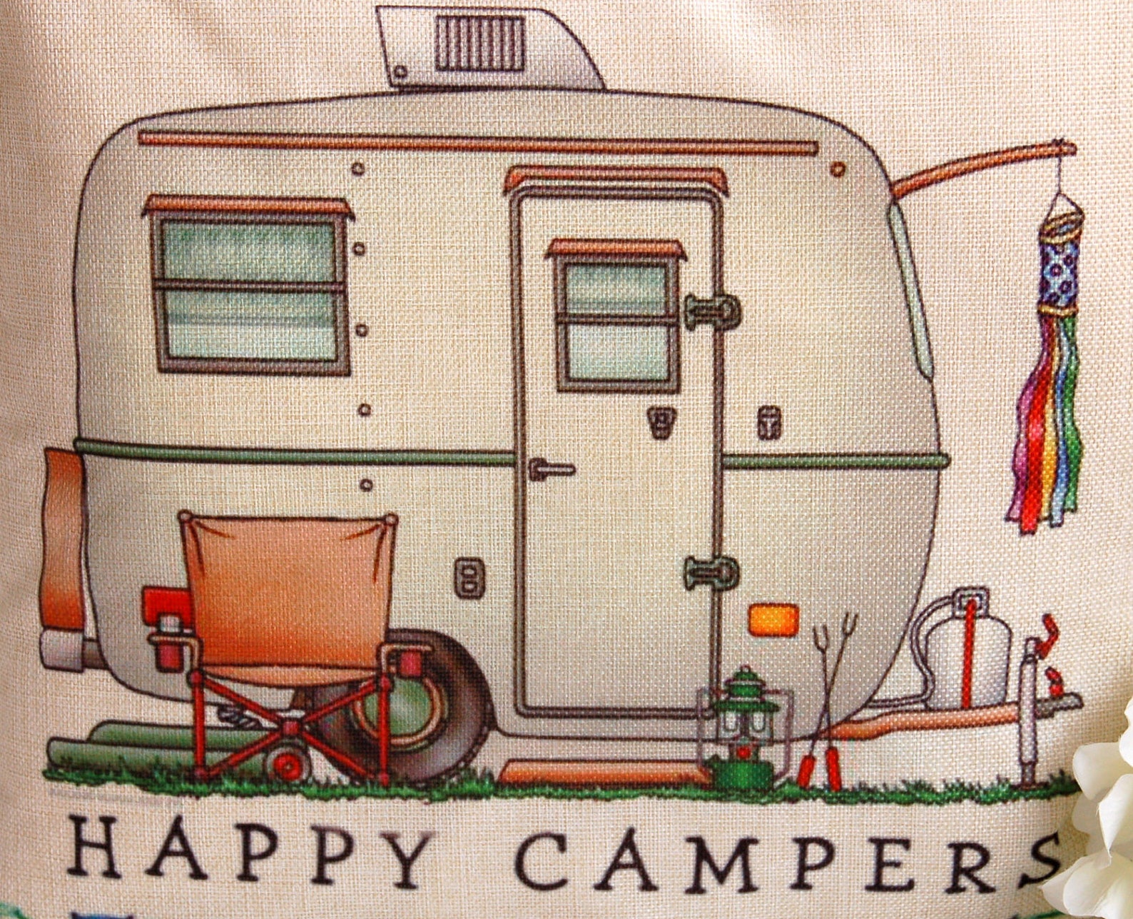 RV Campers Cushion Cover.Happy Campers Pillow Cover.Vintage RV Etsy