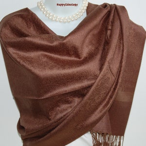 Brown Pashmina Scarf.Brown Wrap/Shawl.Fall/Winter Scarves.Formal Evening Wrap/Shawl.Brown Silky Scarf.Wedding Shawl.Autumn Scarf