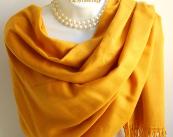 Cashmere Feel Pashmina Scarf.Yellow Mustard Thick Pashmina.Wedding Wrap.Evening Shawl.Tartan Scarf.Luxury Shawl/Wrap.Mustard Shawl