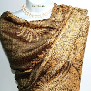 Green Pashmina Scarf.Reversible Dark Olive Green & Beige Pashmina/Shawl.Autumn/Winter Scarves.Wedding Wrap/Shawl.Formal Shawl.Holiday Scarf