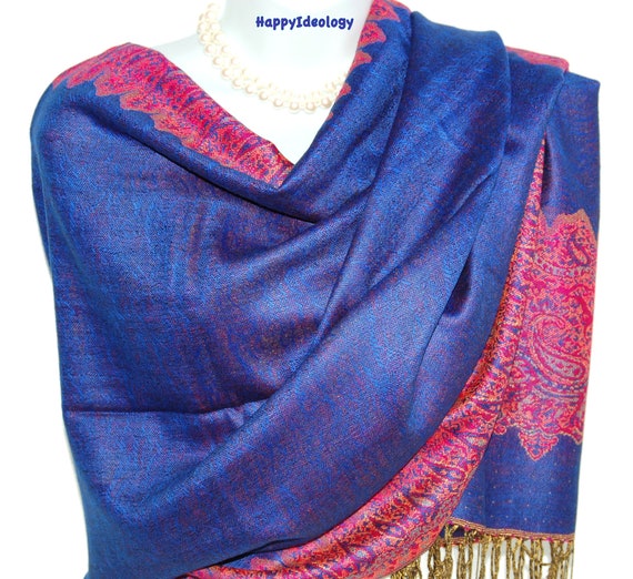 Sciarpa In Pashmina Blu Turchese. Scialle Reversibile Blu Con Bordo. Stola/coprispalle Da Sera Turchese. Scialle/coprispalle Da Sposa. Sciarpa Invernale Calda. - Italia - Foto 5