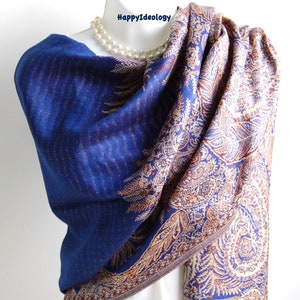 Blue Royal Pashmina.Reversible Pashmina Scarf.Autumn/Winter Scarves.Wedding Wrap.Formal Evening Shawl/Stole. Mother of The Bride.Fall Shawl