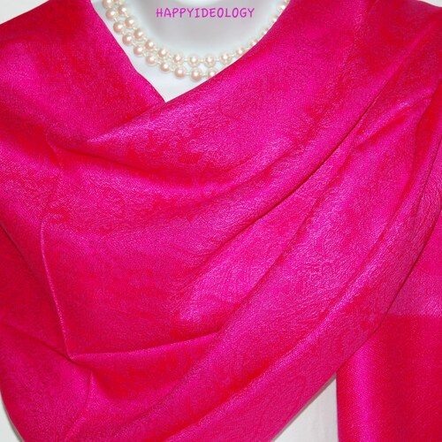 Pink Pashmina Scarf.Bright Fuchsia Pink Pashmina/Shawl.Paisley Print.Spring Scarf.Elegant Wedding Wrap.Summer Scarves/Shawl.Evening Shawl