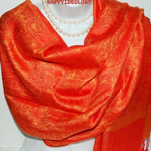 Orange Pashmina Scarf.Orange and Golden Yellow Pashmina/Shawl.Summer/Winter Scarves.Formal Pashmina Scarf.Autumn Wedding Scarves/Shawl.