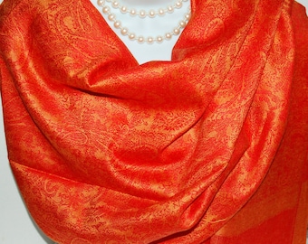 Orange Pashmina Scarf.Orange and Golden Yellow Pashmina/Shawl.Summer/Winter Scarves.Formal Pashmina Scarf.Autumn Wedding Scarves/Shawl.