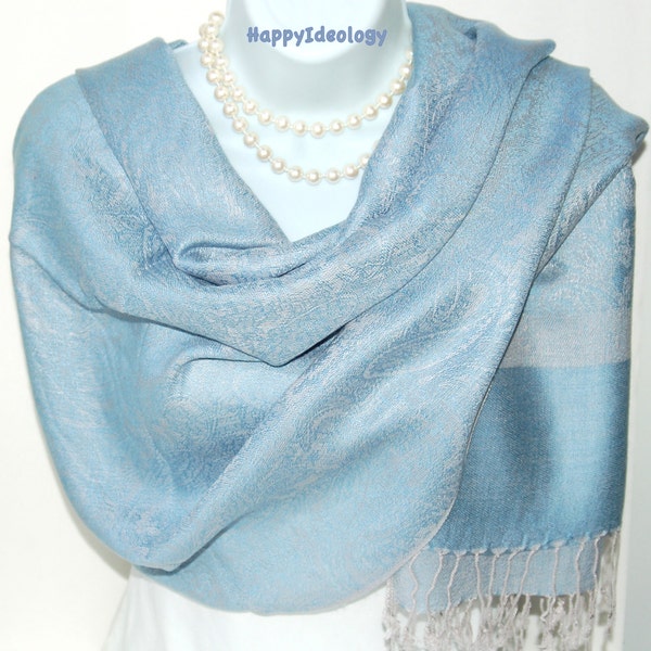 Light Blue Pashmina Scarf Etsy