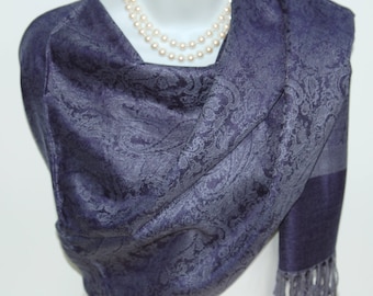 Blue Pashmina Scarf.Dark Blue Denim Pashmina/Shawl.Fall/Winter Scarf. Silky Feel Pashmina.Navy Evening Wrap /Shawl.Wedding Shawl/Wrap