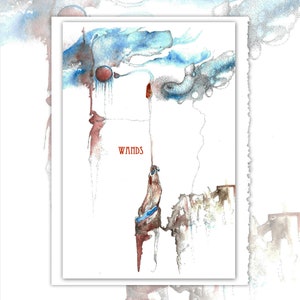 The Suit of Wands Tarot Deckle Edge Greeting Card With Matching Deckle Edge Envelope