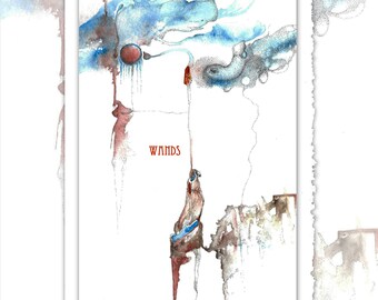 The Suit of Wands Tarot Deckle Edge Greeting Card With Matching Deckle Edge Envelope