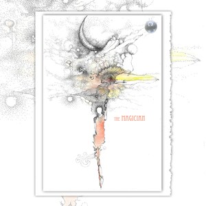The Magician Tarot Deckle Edge Greeting Card With Matching Deckle Edge Envelope