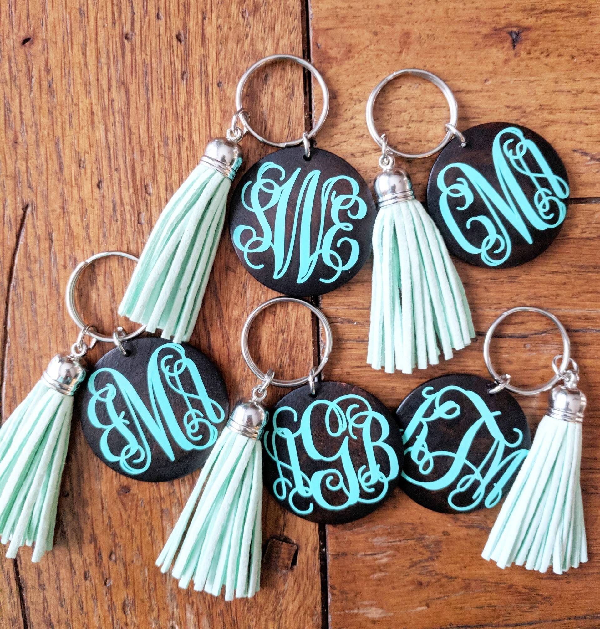 Monogram keychain Monogrammed keychain personalized Etsy