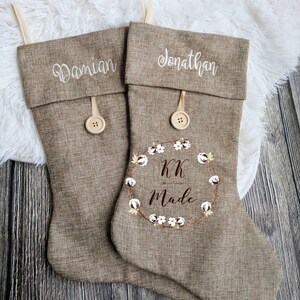 Personalized Christmas stocking, burlap Christmas stocking, embroidered stockings, family Christmas stocking, customized Christmas stocking