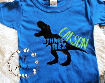 Dinosaur birthday shirt, boys dinosaur birthday shirt, third birthday shirt, dinosaur third birthday, three rex shirt, customized birthday
