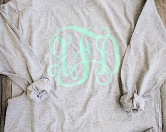 Preppy large Monogrammed t-shirt, monogrammed shirt, monogrammed t-shirt, monogram shirt, monogram t-shirt, preppy monogram shirt