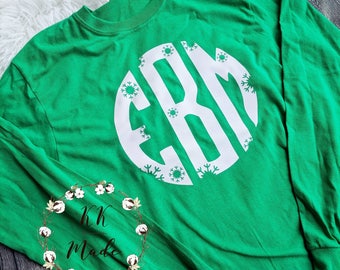 Christmas shirt, women's Christmas shirt, winter shirt, monogrammed Christmas shirt, long sleeve Christmas shirt, women's custom Christmas