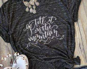 Christian women's shirt, Christian gift, Christmas shirt, women's Christmas shirt, go tell it on the mountain shirt, Jesus shirt, Christian