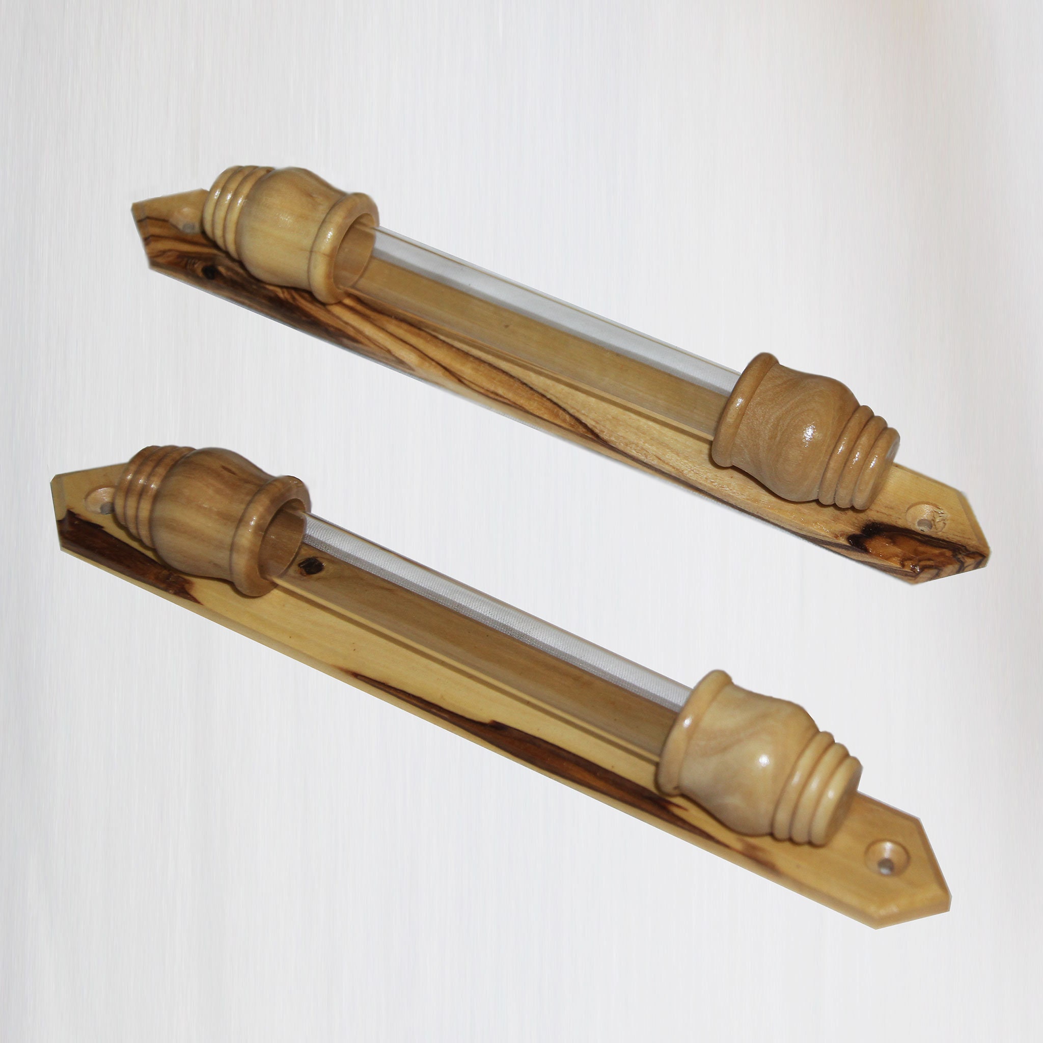 Hand Crafted Olive Wood Mezuzah with Glass Scroll Tube Etsy