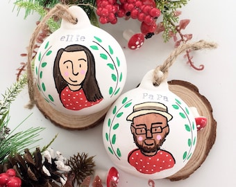 Personalised Portrait Bauble | Custom Christmas Decoration | Hand Painted | Family portrait | Kids Christmas | Ceramic Bauble | Gemma Eve