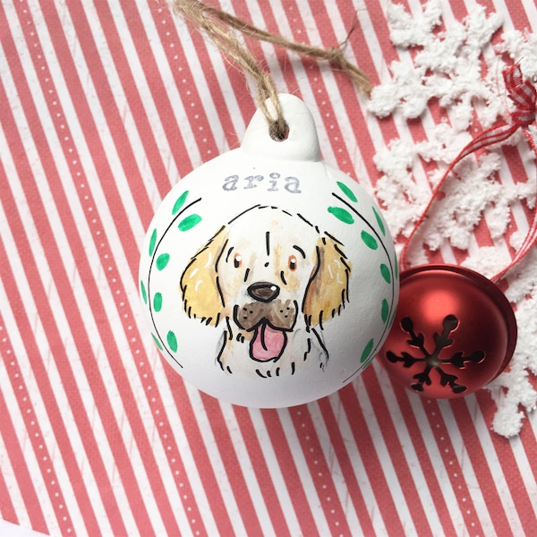 Dog Christmas ornament | Personalised Pet Bauble | Pet illustration from photo | Pet portrait | Pet Tree Decoration | Gemma Eve