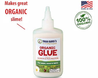 Organic "School" Glue - Vegan, Naturally Non-Toxic, Non-GMO, Petroleum Free, Makes GREAT Organic Slime!