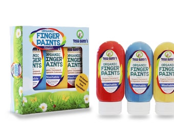 Organic Finger Paints -- Washable, Non-Toxic Kid Safe Paints, All Natural Vegan Colorants