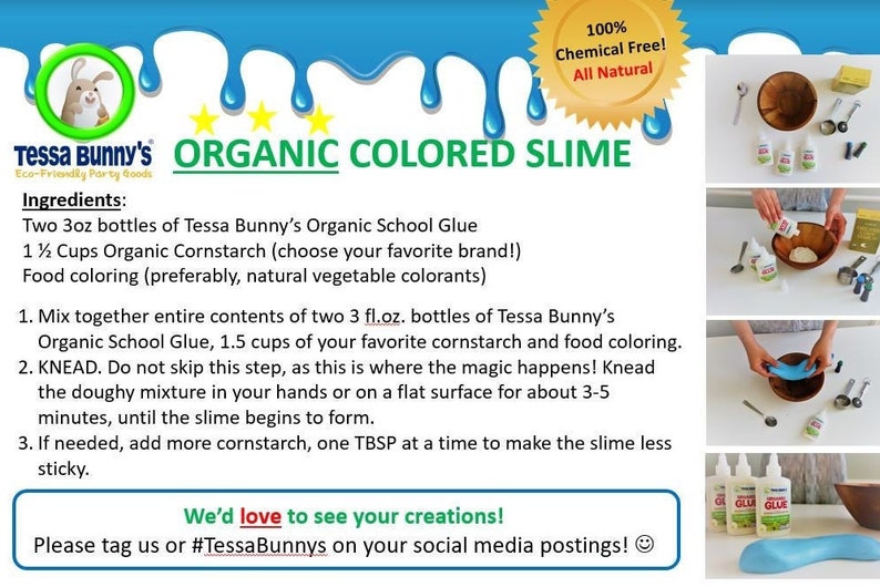 Organic School Glue, 5-PACK Vegan, Naturally Non-Toxic, Non-GMO, Petroleum Free, Makes GREAT Organic Slime image 6