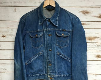 Wrangler Denim Jacket Distressed Faded 