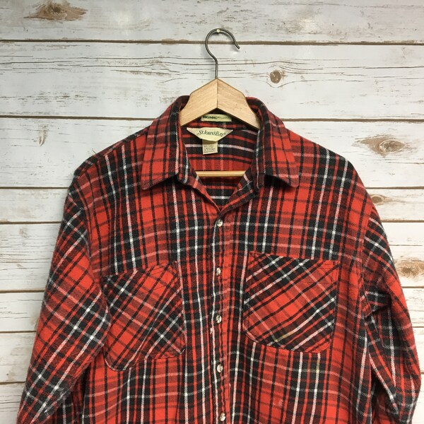 Vintage 80's Big Mac flannel shirt St. John's Bay Big Mac Red plaid flannel shirt lumberjack boyfriend Made in USA - Medium/Large