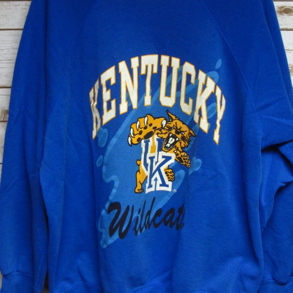 Vintage University of Kentucky Wildcats crew neck sweatshirt hipster super soft thin Kentucky boxy fit sweatshirt Basketball - Large