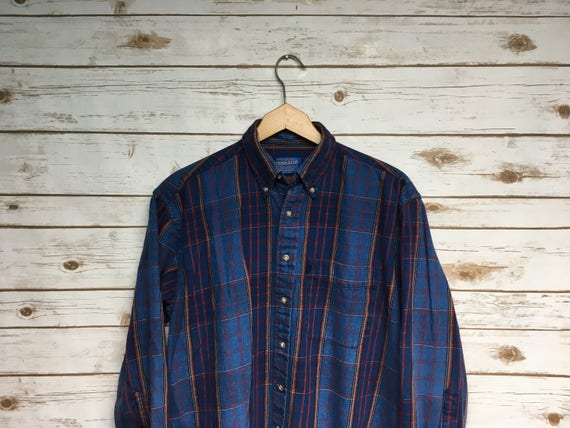 Vintage 90's Pendleton Cotton flannel shirt blue p